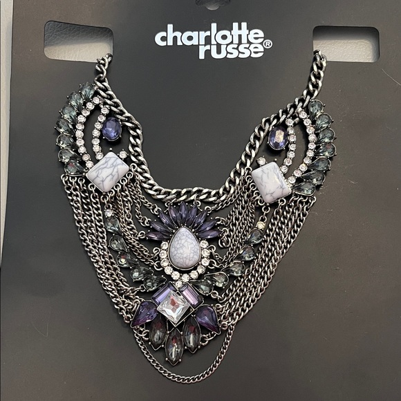 Charlotte Russe Silver and Blue Multi-Layer Necklace - Picture 1 of 2
